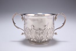 A VICTORIAN SILVER PORRINGER, by Harris Brothers, London 1896, the body partially decorated with