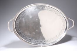A GEORGE III SILVER TWIN-HANDLED TRAY, by John Crouch I & Thomas Hannam, London 1796, oval form with