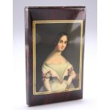A 19TH CENTURY LACQUERED TIN CIGARETTE CASE, IN STOBWASSER STYLE, cushioned rectangular form, the