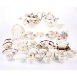 A LARGE COLLECTION OF NEW HALL, including pattern 213 teapot, two cups, two tea bowls, saucer and