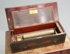 ~ A NICOLE FRERES BRASS INLAID MUSIC BOX, with 16 3/4-inch cylinder, engraved brass plaque to