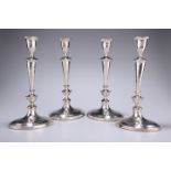 A SET OF FOUR GEORGE III SILVER CANDLESTICKS, John Parsons & Co., Sheffield 1789, tapering knopped