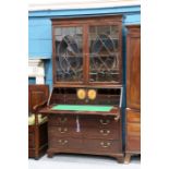 A GEORGE III MAHOGANY BUREAU BOOKCASE