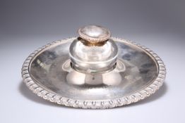 ^ A LARGE VICTORIAN SILVER INKWELL, by Stephen Smith & William Nicholson, London 1859, the