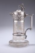 A VICTORIAN SILVER-MOUNTED CLARET JUG, by Frederick Elkington, Birmingham 1879, the glass body