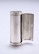 A GEORGE V SILVER CYLINDRICAL CASE, PROBABLY FOR CIGARETTE PAPERS, by Percy Edwards Ltd, import mark
