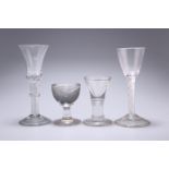A GROUP OF FOUR ANTIQUE DRINKING GLASSES, comprising two airtwist wines and two penny licks. (4)