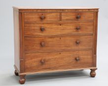 A 19TH CENTURY SCOTTISH MAHOGANY CHEST OF DRAWERS, the moulded rectangular top over two short over