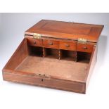 A 19TH CENTURY MAHOGANY TABLE-TOP DESK, the hinged slope opening to reveal four drawers over four