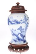 A CHINESE BLUE AND WHITE 'LANDSCAPE' VASE, 18TH CENTURY, of baluster form, painted with a