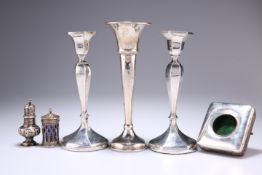 A COLLECTION OF SILVER, COMPRISING: A PAIR OF GEORGE VI SILVER CANDLESTICKS, by William Neale & Sons