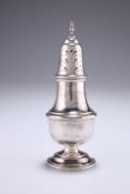 A SILVER SUGAR CASTER, by Barker Ellis Silver Co, Birmingham 1965, baluster form with urn finial.