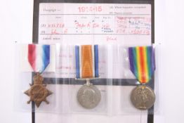 A WWI MEDAL TRIO, 19661 Pte. J.R. Walker, 5th Bn. Yorkshire Regiment, sold with a copy of