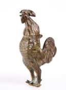 A 19TH CENTURY BRASS VESTA, in the form of a cockerel. 9.5cm