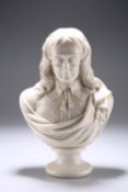 A VICTORIAN GLAZED PARIAN BUST OF MILTON, probably by Robinson & Leadbeater