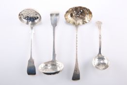 A VICTORIAN SILVER BERRY SPOON, by Elizabeth Eaton, London 1850, the gilt bowl embossed with