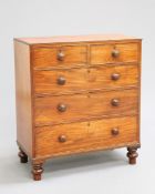 A MAHOGANY CHEST OF DRAWERS, first half of 19th century, the rectangular top with reeded moulding,