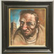 PETER HOWSON (SCOTTISH, BORN 1958), A GLASGOW HERO, signed lower right, pastel framed. 45cm by