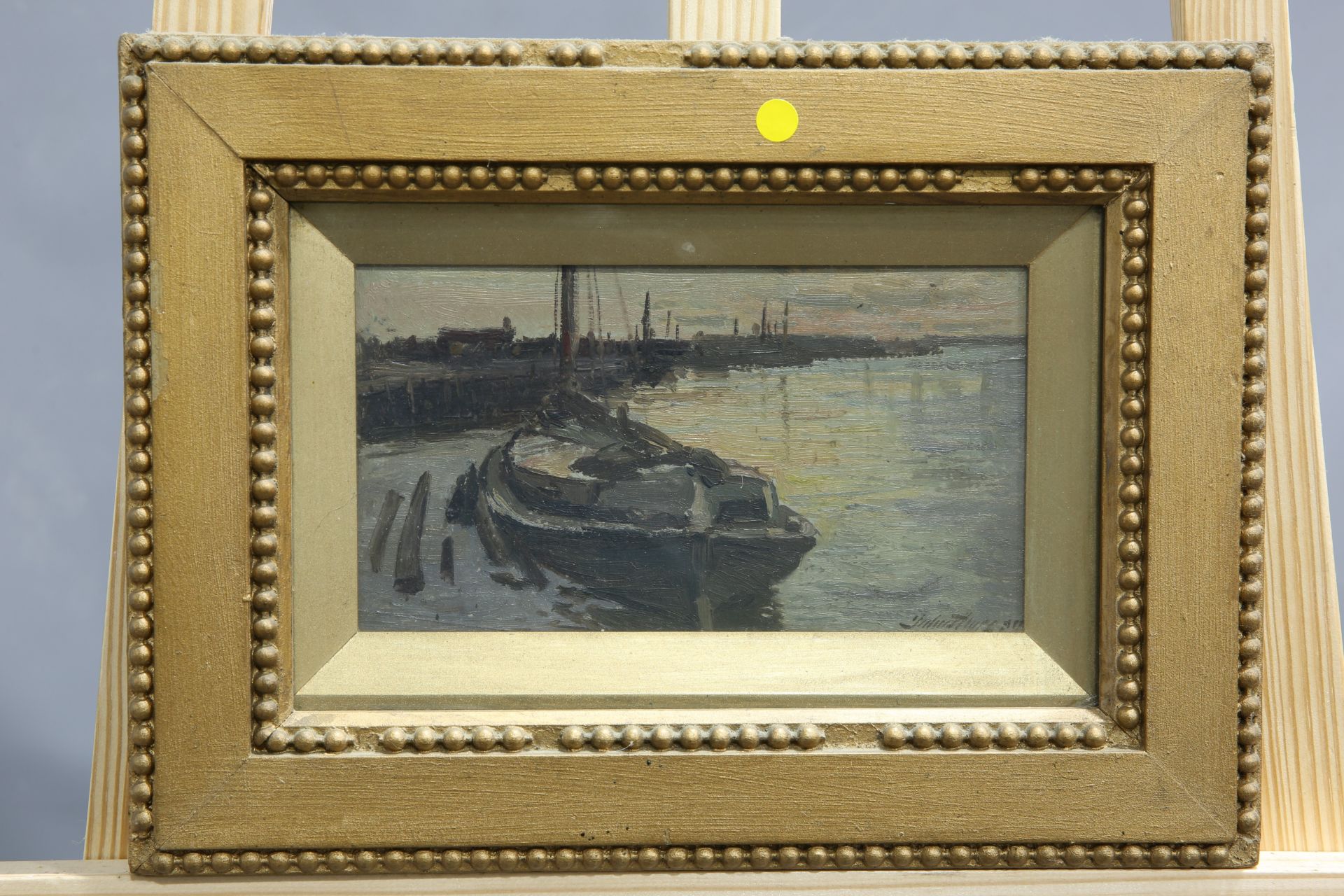 JULIUS HARE (BRITISH, 1859-1932), HARBOUR SCENES, TWO OILS, each signed and dated, on board, - Image 2 of 2