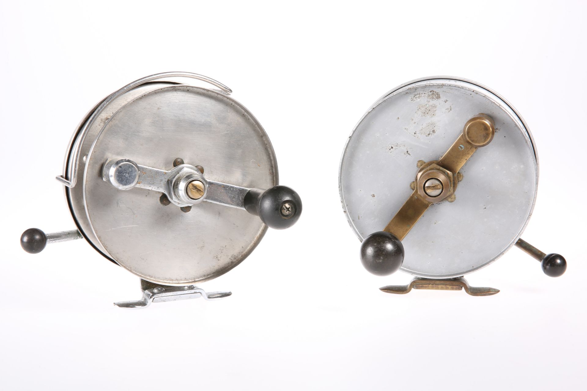 FISHING: A 6" BOAT OR GAME REEL BY S. ALLCOCK & CO. LTD., REDDITCH with white metal body; together
