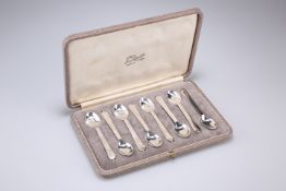 A SET OF EIGHT ART DECO GEORG JENSEN SILVER COFFEE SPOONS, c.1930s, stamped Sterling, with ball