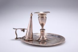 A GEORGE III SILVER CHAMBERSTICK, by Elizabeth Jones, London 1792, of squat form with removable drip