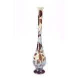 EMILE GALLÉ (FRENCH, 1846-1904) A CAMEO GLASS VASE, of slender form with tall neck, decorated with