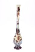EMILE GALLÉ (FRENCH, 1846-1904) A CAMEO GLASS VASE, of slender form with tall neck, decorated with