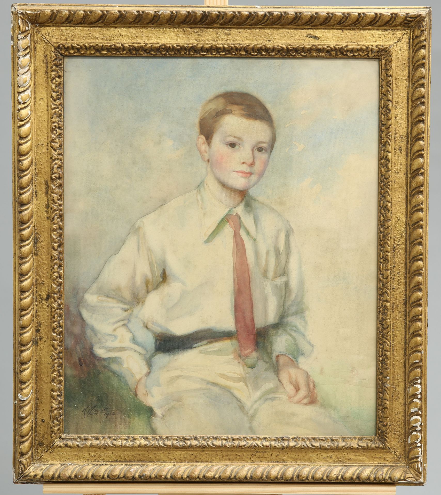 ~ KATHERINE F. MAYER (EXH. 1907-1926), PORTRAIT OF A BOY, signed and dated 1912 lower left,