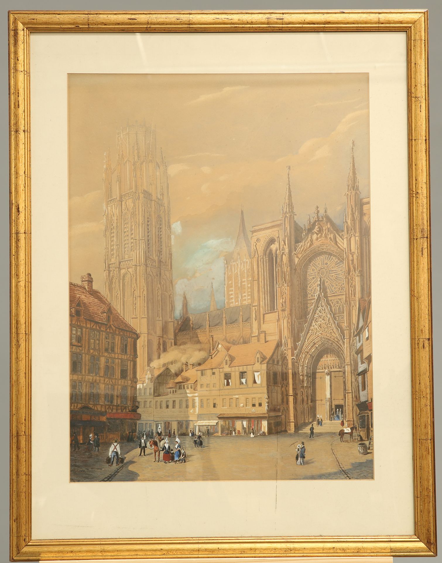 CONTINENTAL SCHOOL (19TH CENTURY), PRAGUE, bears initials lower left, watercolour, framed. 62cm by