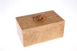 ROBERT THOMPSON OF KILBURN A MOUSEMAN OAK TRINKET BOX, rectangular, adzed, carved mouse signature to