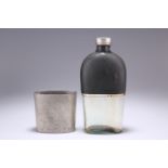 A LARGE ELECTROPLATED SPIRIT FLASK, by James Dixon & Sons, Sheffield, with screw-off cap and