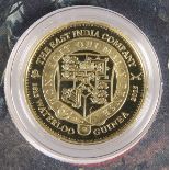 A LONDON MINT GOLD PROOF COIN, "THE 2015 EAST INDIA COMPANY WATERLOO GUINEA", 1.05 denomination,