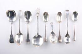 A COLLECTION OF GEORGIAN AND LATER SILVER SPOONS, including a Lincoln Imp spoon by Thomas Edward
