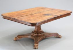 ~ A REGENCY ROSEWOOD TILT-TOP BREAKFAST TABLE, the rectangular top with rounded corners and beaded