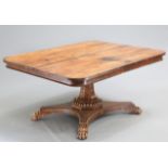 ~ A REGENCY ROSEWOOD TILT-TOP BREAKFAST TABLE, the rectangular top with rounded corners and beaded