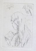 PIERRE BONNARD (FRENCH, 1867-1947), GIRL READING, etching, monogrammed in plate, posthumous ed.