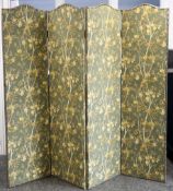 A LATE VICTORIAN FOUR-FOLD DRESSING SCREEN. 182cm wide, each panel 46.5cm wide