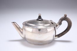 ^ A VICTORIAN SILVER BACHELOR'S TEAPOT, by Stephen Smith, London 1885, squat circular form, the