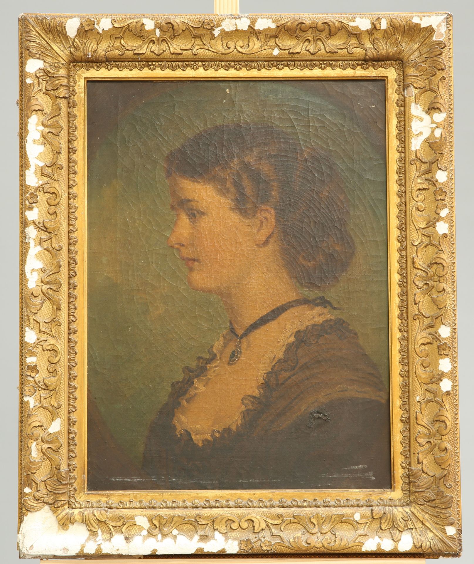 ~ AFTER SIR FRANCIS GRANT (1803-1878), PORTRAIT OF A LADY WEARING A BLACK CHOKER, inscribed verso '