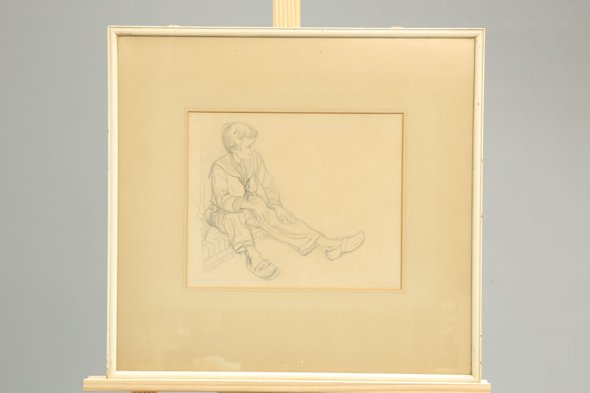 JOHN MACKAY (SCOTTISH, 1910-1998), FLEMISH BOY, signed and dated '45 lower right, pencil sketch,