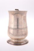 A GEORGE III SILVER TANKARD, OF CRICKETING INTEREST, makers marks rubbed, London 1785, of large