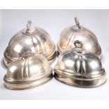 ^ TWO PAIRS OF SILVER-PLATED MEAT COVERS, each pair with engraved motto of 15th The King's Light