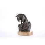 AFTER CHARLES MARION RUSSELL (1864-1926), A BRONZE OF A WILDEBEEST, signed in the cast CMR and