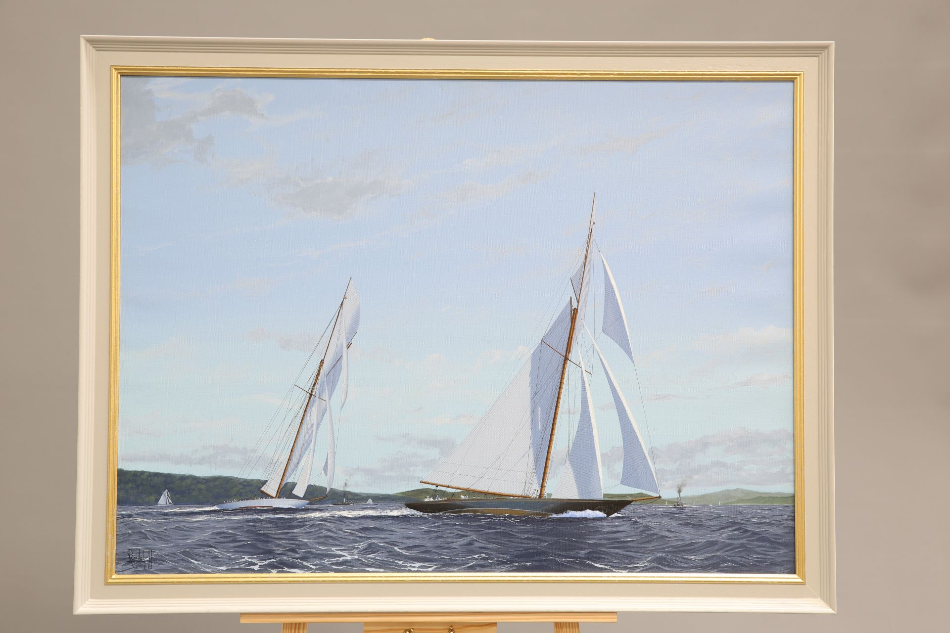 RON CHARLES MITCHELL (BORN 1960), BRITANNIA LEADS VALKRYIE III, BOTH LEAVING ARLSA TRAILING, THE