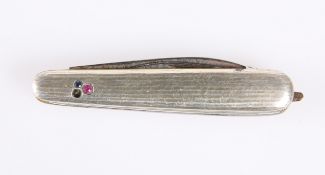 A LADIES' HALLMARKED SILVER HANDLED COMBINATION KNIFE.