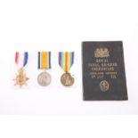 A WWI MEDAL TRIO WITH ORIGINAL RNR CERTIFICATE, 1147EA G. Hicks E.R.A.