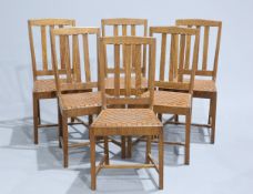 STANLEY WEBB DAVIES (1894-1978) A SET OF SIX OAK DINING CHAIRS, 1929, each with chamfered top rail