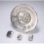 THREE ELECTROPLATED VESTA CASES, including a "The Beacon" example, with ribbed decoration; and AN