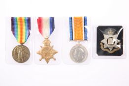 A WWI MEDAL TRIO AND BADGE, 3263 T.F. Brace 23-LOND. R.